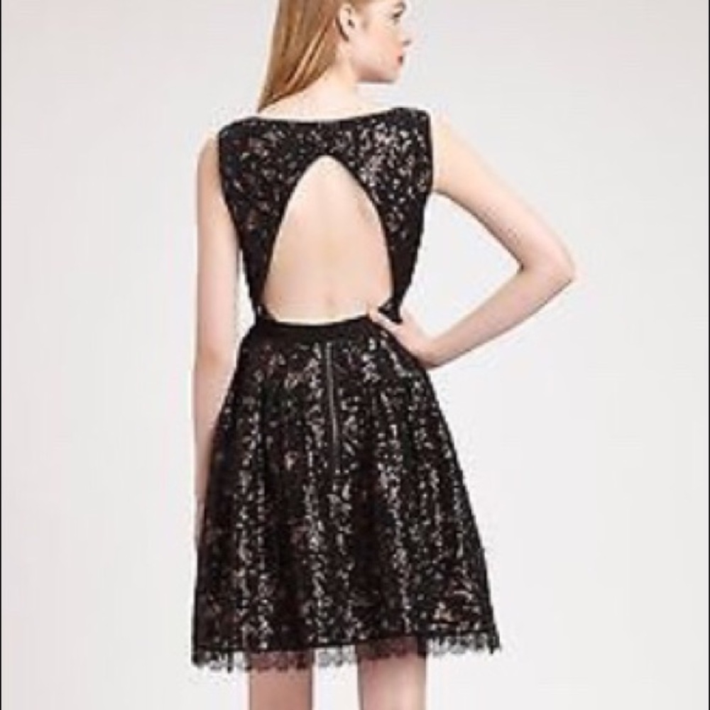 BCBG LACE AND SEQUINED COCKTAIL DRESS
